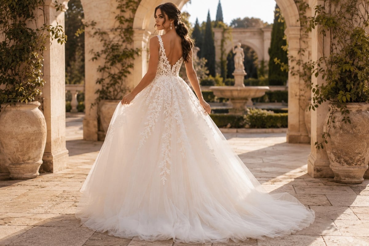 Romantic lace ball gown wedding dress