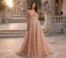 rose gold glitter tulle prom ball gown full body