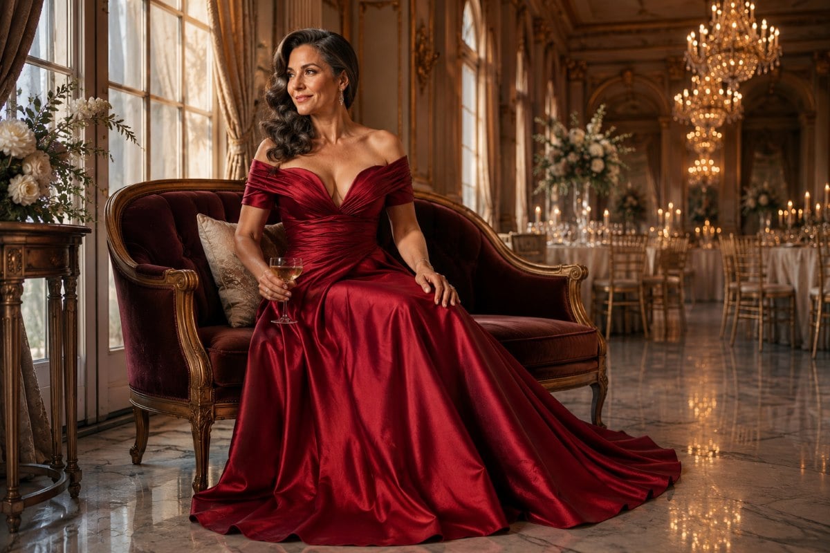 Ruby red mother of bride gown