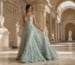 sage green strapless evening gown