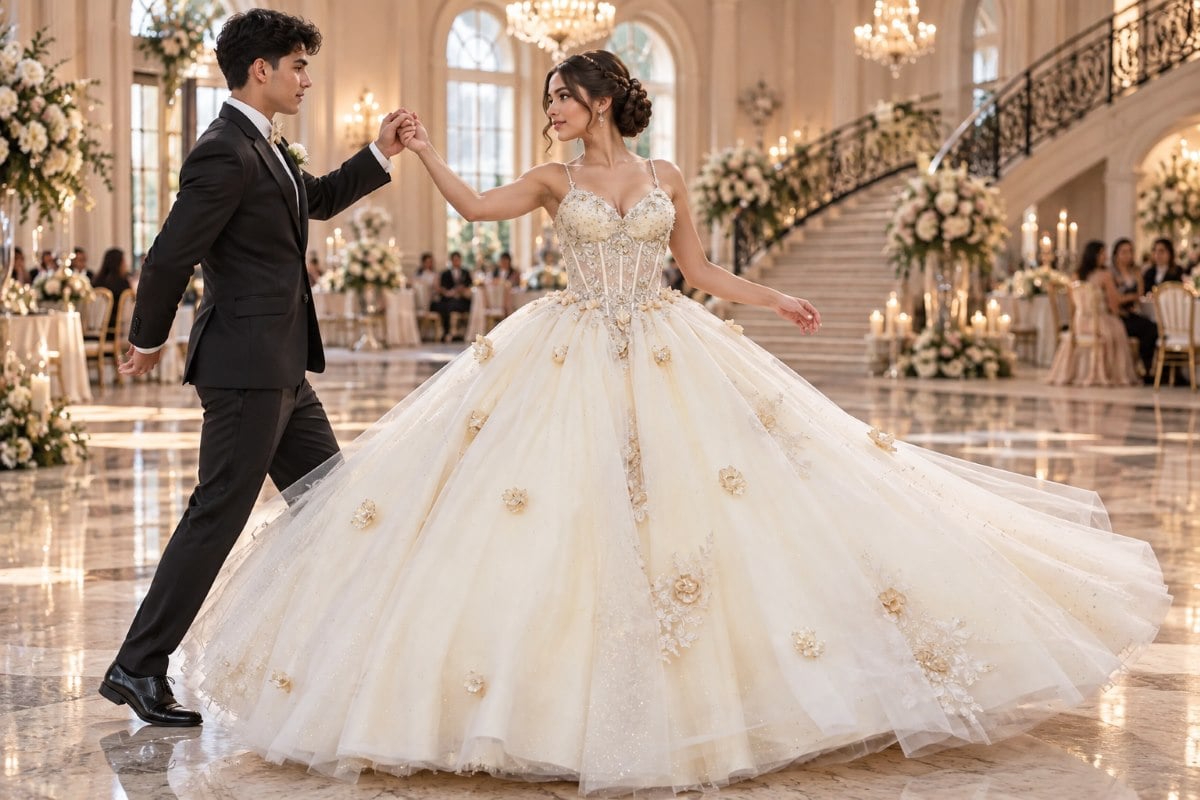 Secure quinceanera hairstyle for vals dancing