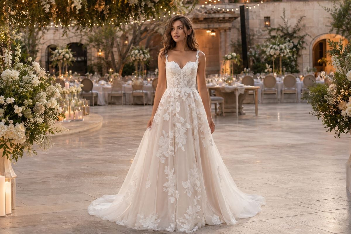 Bride in fitted mermaid dress