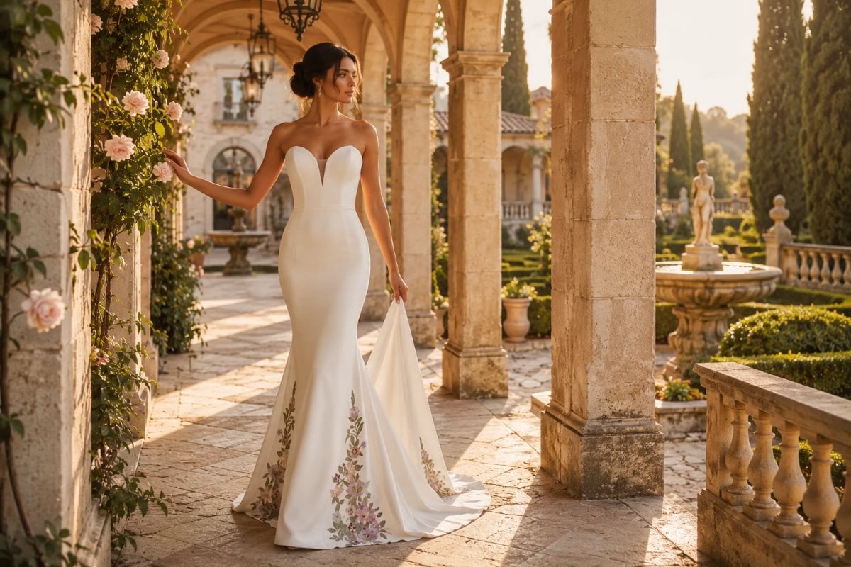 Strapless mermaid wedding dress silhouette