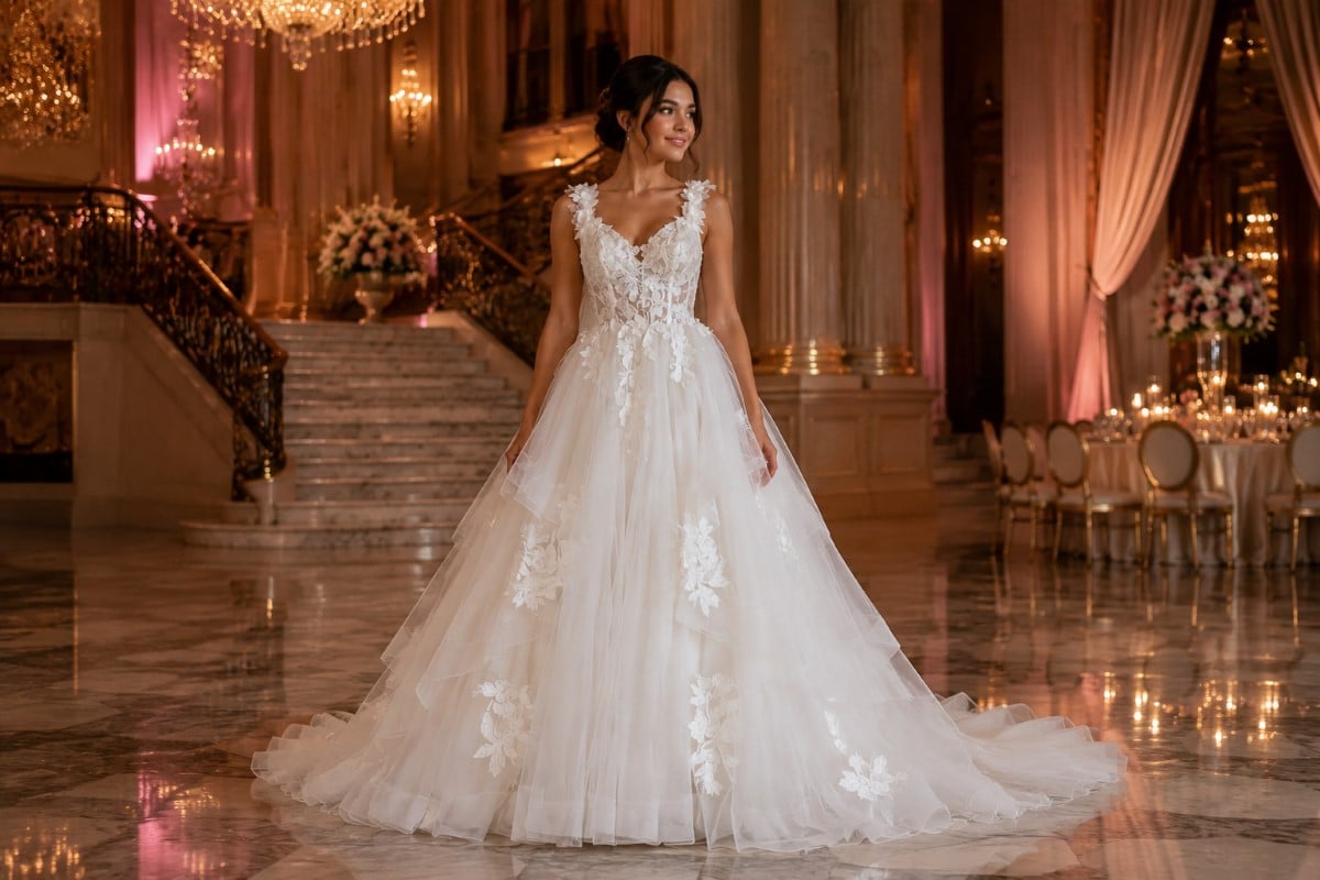 Elegant Sweet 16 ball gown editorial look