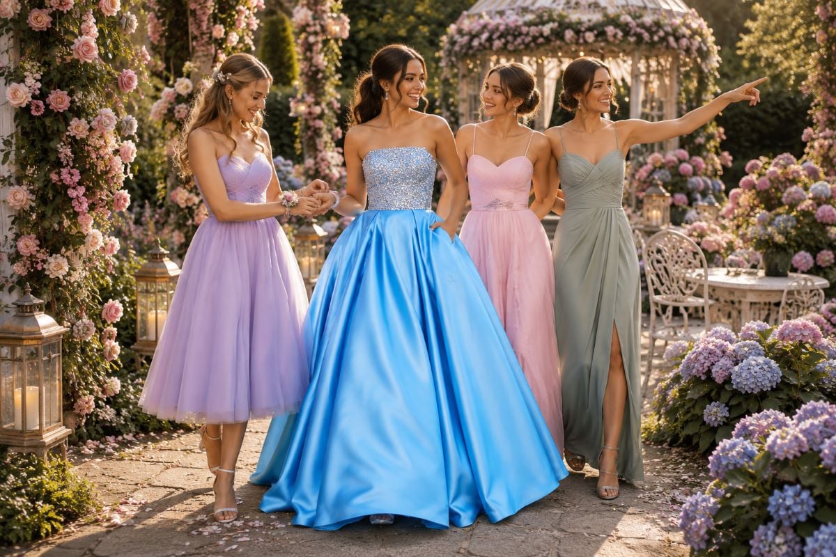Blue crystal ball gown with Sweet 16 court