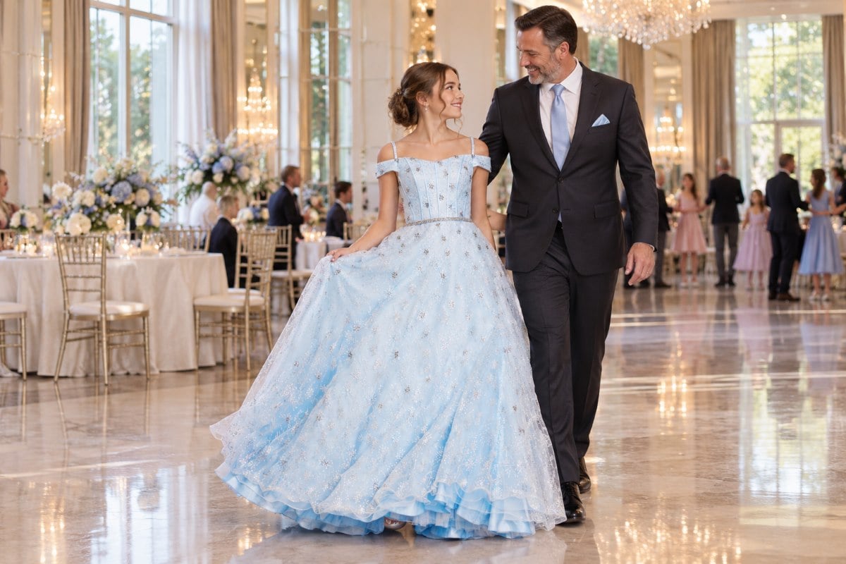 Teen father daughter dance blue gown