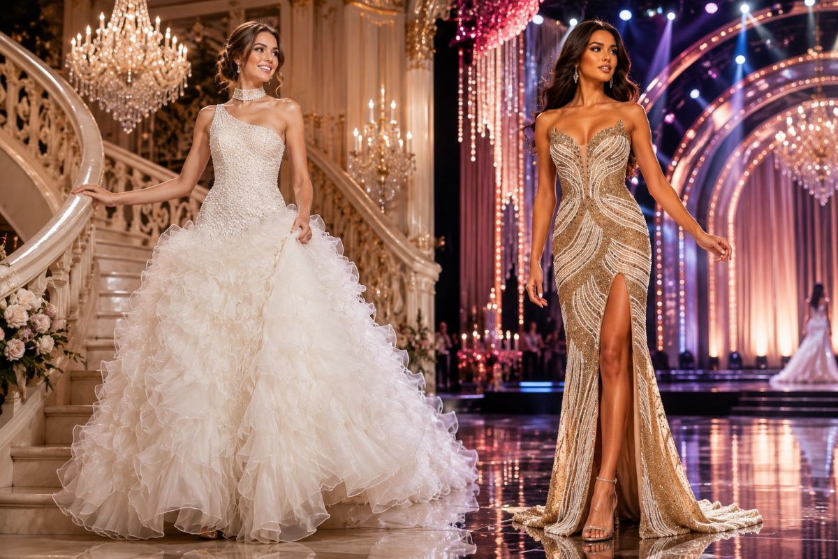 Teen and Miss silhouette comparison gowns