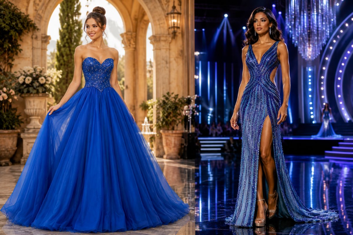 Teen and Miss styling comparison gowns