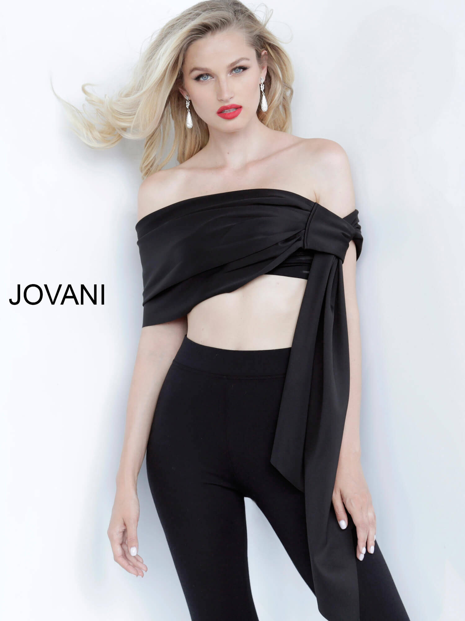 ジョヴァニ JOVANI ドレス ワンピース ロング オフショル タイト Black Jovani Off the Shoulder Wrap 68693 | Jovani