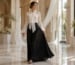 Floral jacquard two piece couture outfit