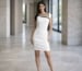 white asymmetrical short graduation dress