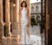 White embellished halter evening gown elegance