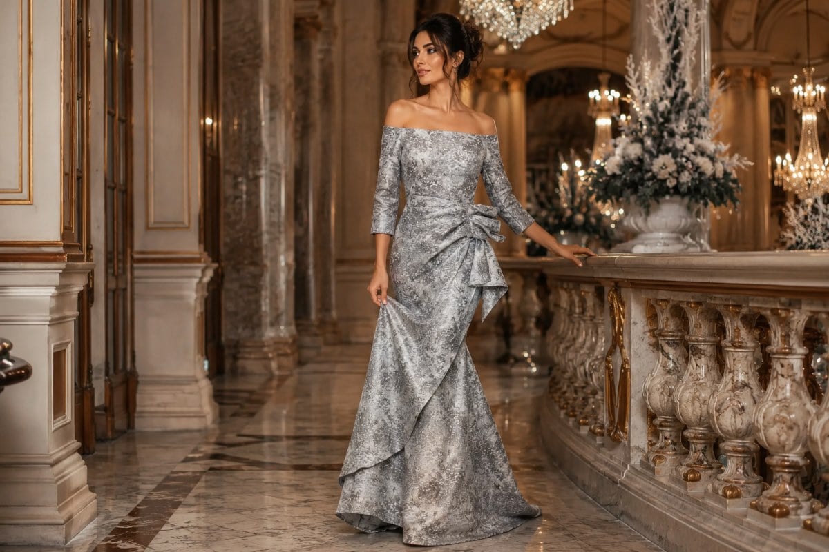 Silver winter mother of the bride gown