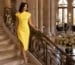 Elegant yellow midi mother of bride dress
